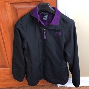 Purple fleece north face coat